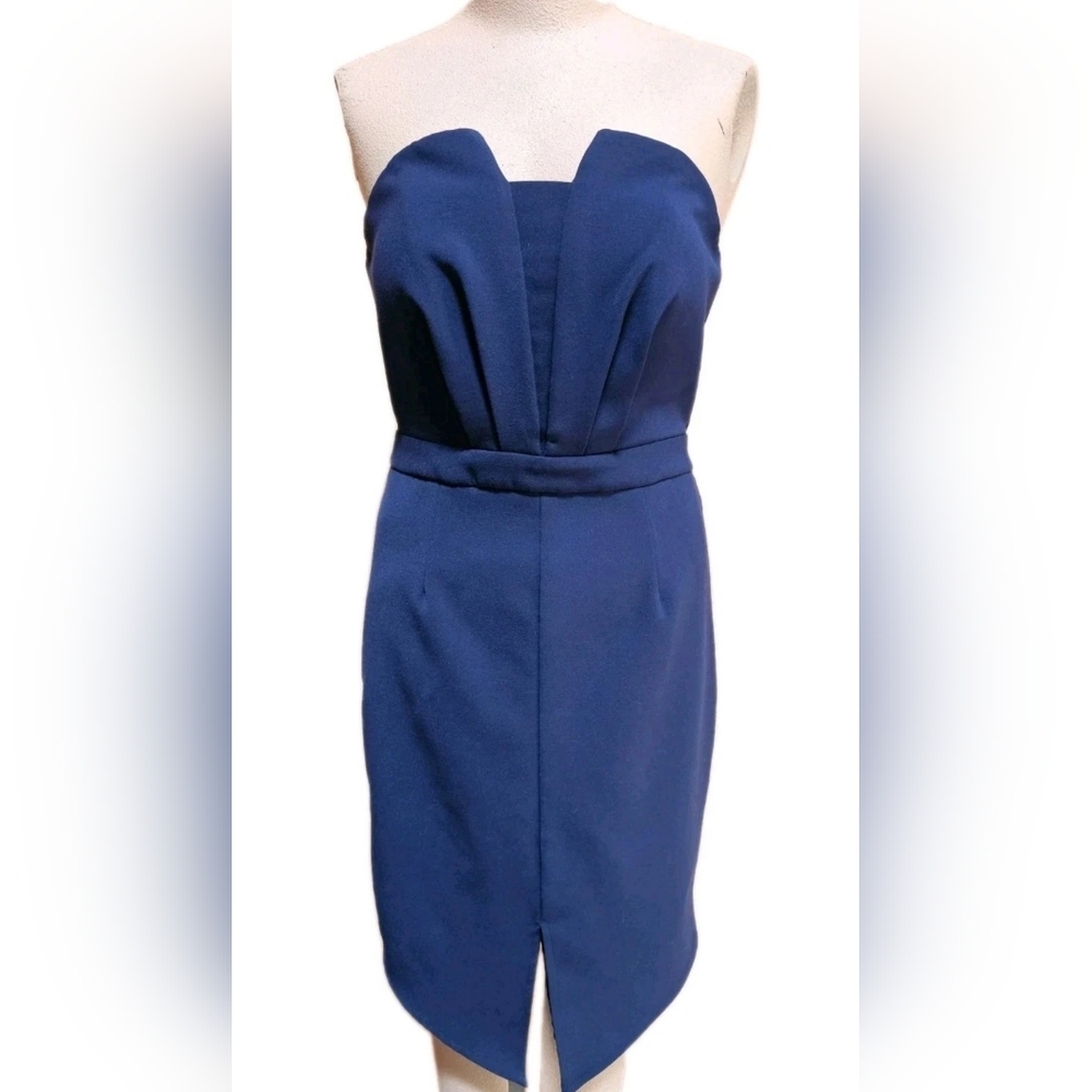 Stunning Adelyn Rae Womens Strapless Fitted Pencil Dress Navy Size S